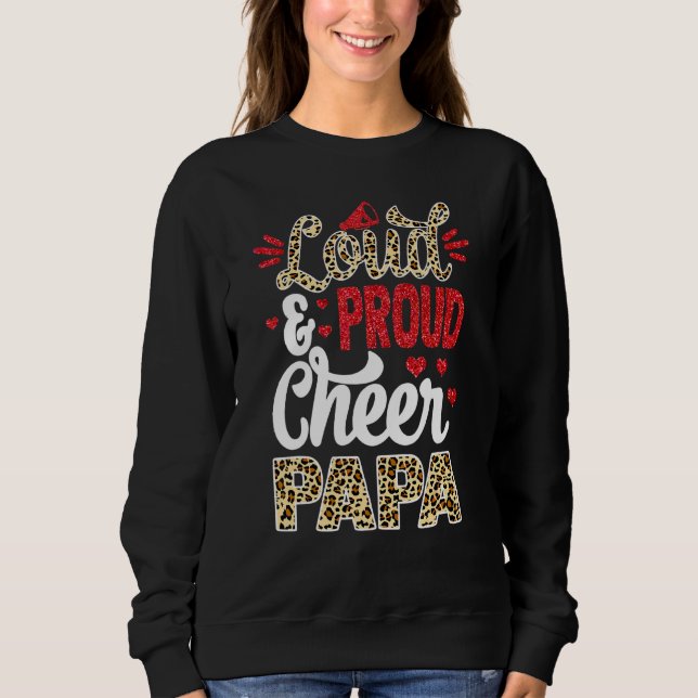 Cheer Papa Biggest Fan Leopard Print And Pom Pom Sweatshirt (Front)