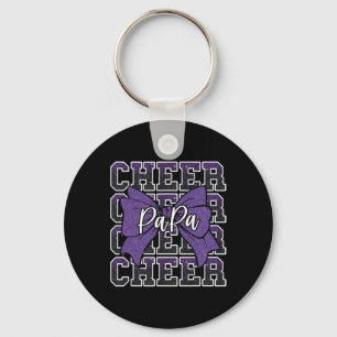 Cheer Papa Dad Bow Sport Cheerleader Cheerleading Keychain
