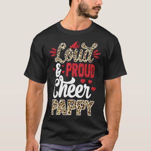 Cheer Pappy Biggest Fan Leopard Print And Pom Pom  T_Shirt