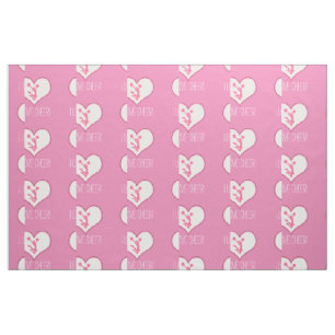 Cheer/Pom White Heart Custom Text Fabric