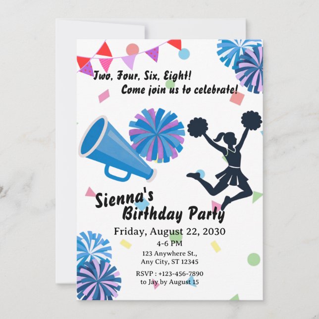 Cheer Pompoms Cheerleader Invitation (Front)