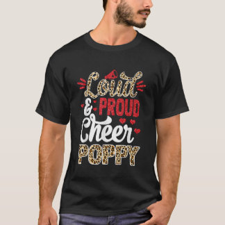 Cheer Poppy Biggest Fan Leopard Print And Pom Pom T-Shirt