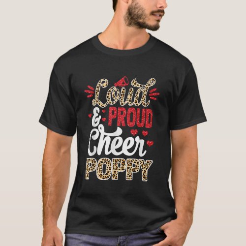 Cheer Poppy Biggest Fan Leopard Print And Pom Pom T_Shirt