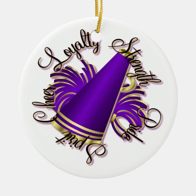 Cheer Purple and Gold Qualities One-Sided Ornament (Front)