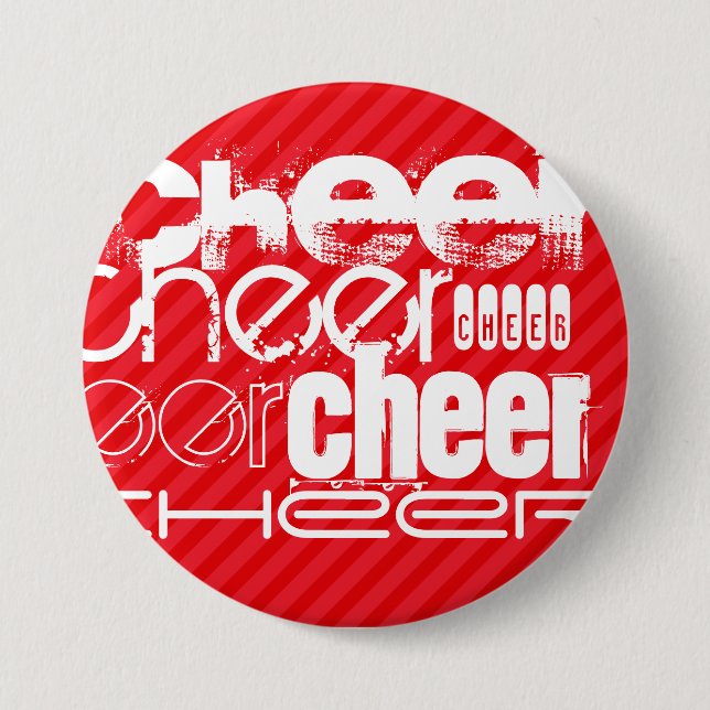Cheer; Scarlet Red Stripes Button (Front)