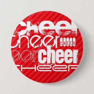 Cheer; Scarlet Red Stripes Button