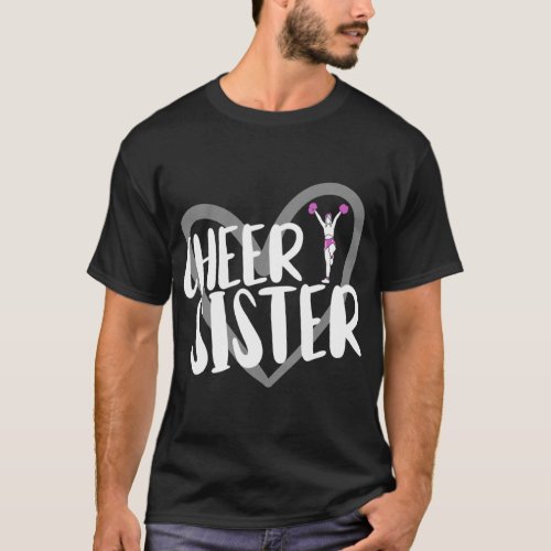 Cheer Sister Heart Cheerleading  T_Shirt