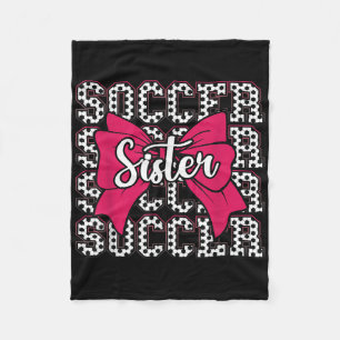 Cheer Soccer Sister Bow Sport Cheerleader Cheerlea Fleece Blanket