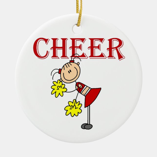 CHEER Stick Figure Cheerleader T-shirts and Gifts Ceramic Ornament (Front)