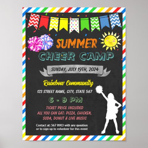 Cheer summer camp event template poster