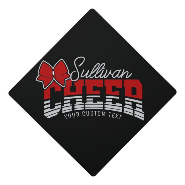 Cheer Team ADD NAME School Athlete Cheerleader  Graduation Cap Topper (Front)
