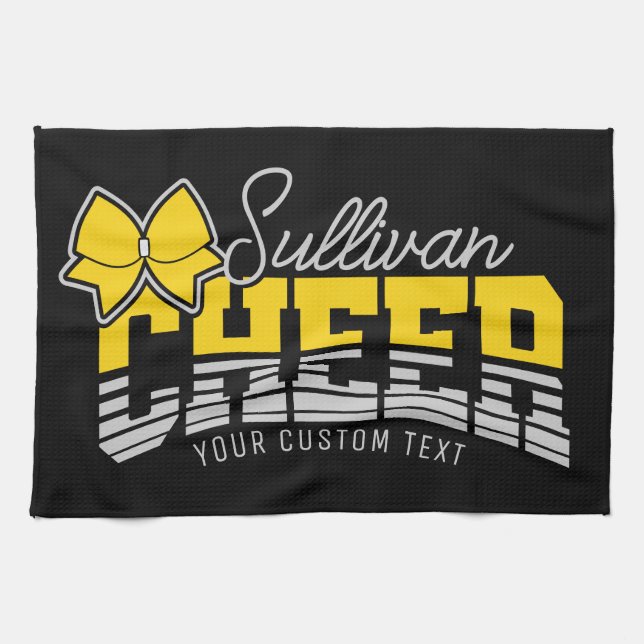 Cheer Team ADD NAME School Athlete Cheerleader  Kitchen Towel (Horizontal)