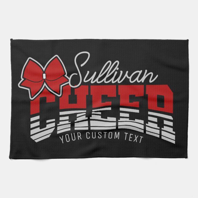 Cheer Team ADD NAME School Athlete Cheerleader  Kitchen Towel (Horizontal)