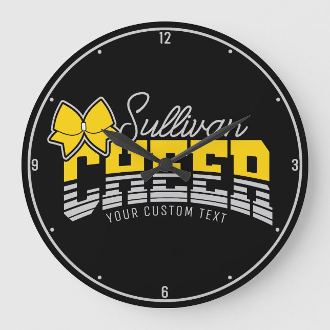Cheer Team ADD NAME School Athlete Cheerleader  Large Clock (Front)