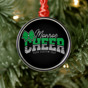 Cheer Team ADD NAME School Athlete Cheerleader Metal Ornament