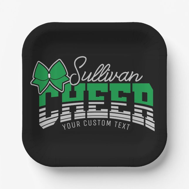 Cheer Team ADD NAME School Athlete Cheerleader  Paper Plates (Front)