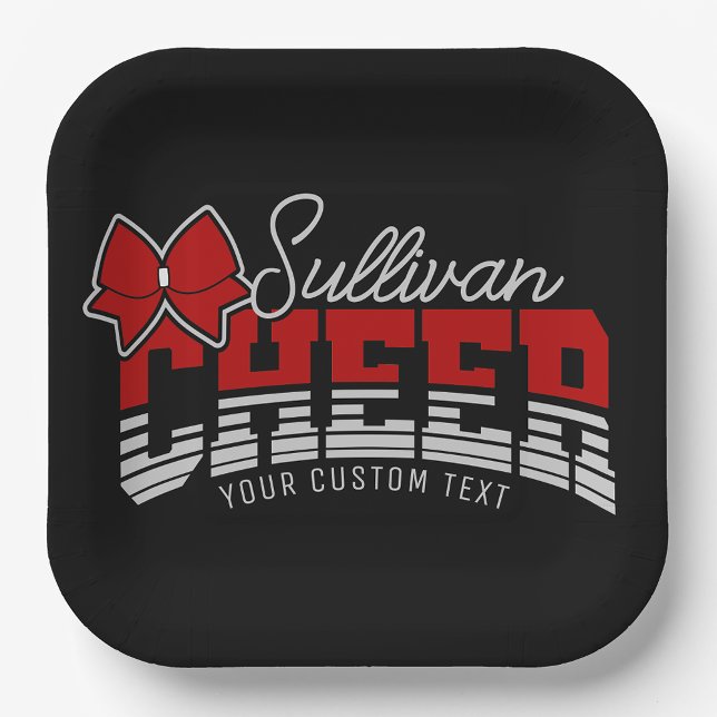 Cheer Team ADD NAME School Athlete Cheerleader  Paper Plates (Creator Uploaded)