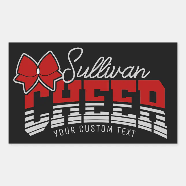 Cheer Team ADD NAME School Athlete Cheerleader Rectangular Sticker | Zazzle