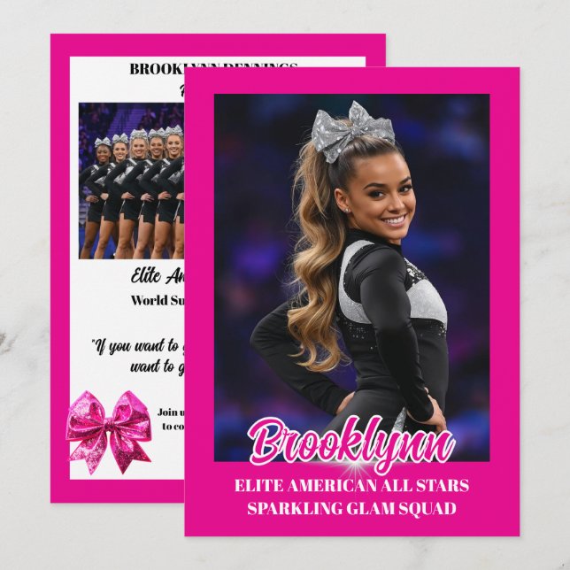 Cheer Team Cheerleader Signature Cards (Front/Back)