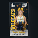 Cheer Team Custom Sports Photo Senior Cheerleading Banner<br><div class="desc">Personalized senior sports banner for athlete, cheerleader and sports player. This customizable design template is perfect for homecoming sports event, senior night, sports award banquet or graduation party décor for your athlete son, daughter or student. It's a great way to display player portrait and memories from their sports games. The...</div>