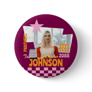 Cheer Team Senior Night Cheerleader Retro Button
