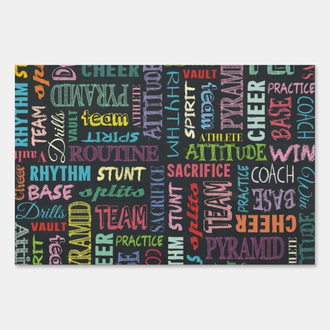 Cheer Terms On The Chalkboard Yard Sign (Front)