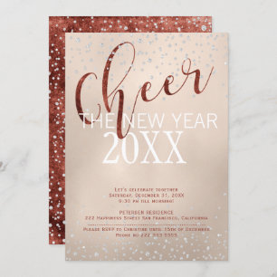 Cheer the New Year Gold Foil Diamonds Party Invitation