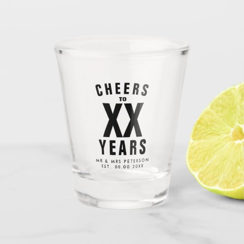 Cheer to custom years wedding anniversary gift shot glass