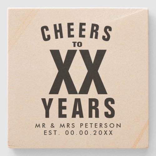 Cheer to custom years wedding anniversary gift stone coaster