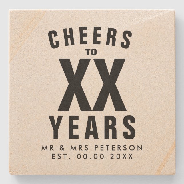 Cheer to custom years wedding anniversary gift stone coaster (Front)