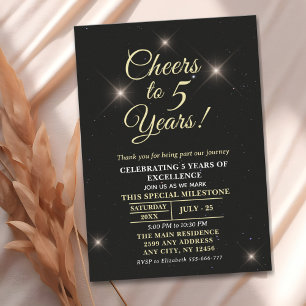Cheer to Five Years, 5th Anniversary Invitation