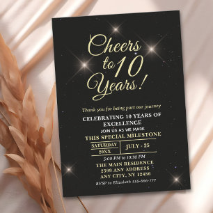 Cheer to Ten Years 10th Anniversary Invitation