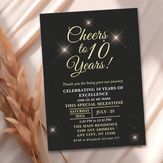 Cheer to Ten Years 10th Anniversary Invitation (Creator Uploaded)
