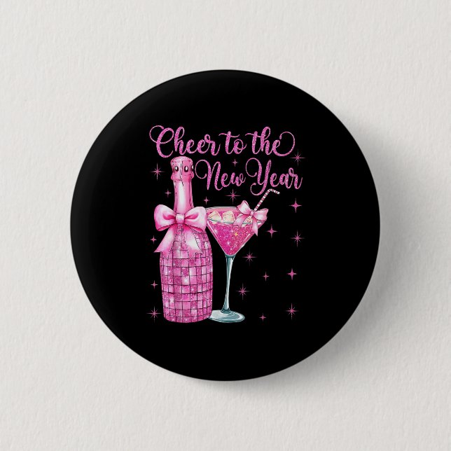 Cheer To The New Year Happy New Year 2026 Party  Button (Front)