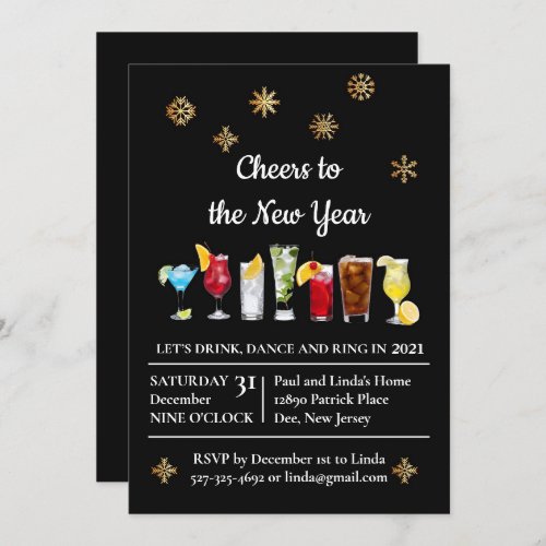 Cheer to The New Year Party Invitation