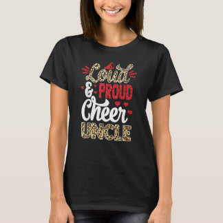 Cheer Uncle Biggest Fan Leopard Print And Pom Pom T-Shirt