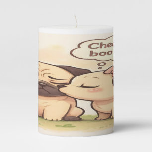 Cheer Up Boo Boo: Cute Pug Love Couple  Pillar Candle