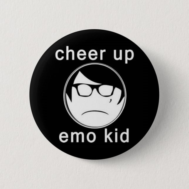 Cheer up emo kid pinback button (Front)