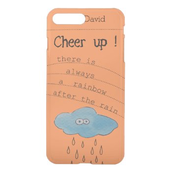 Cheer Up!funny Watercolor Cloud Personalized Name Iphone 8 Plus/7 Plus Case by goodmoments at Zazzle