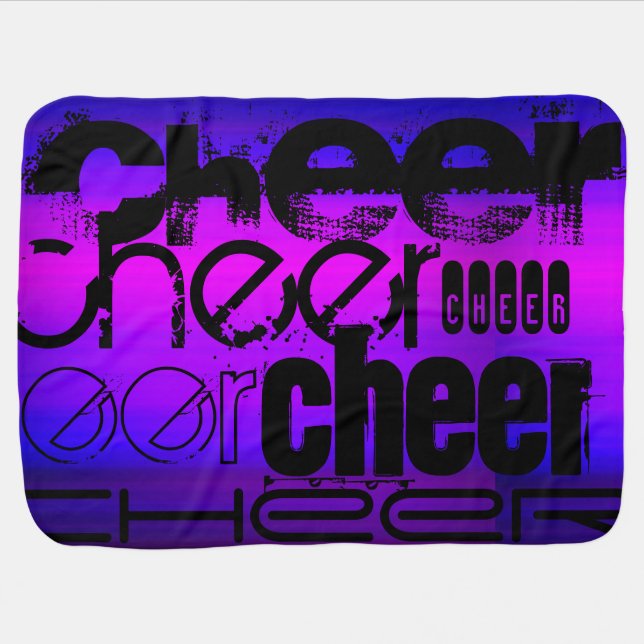 Cheer; Vibrant Violet Blue and Magenta Receiving Blanket (Horizontal)