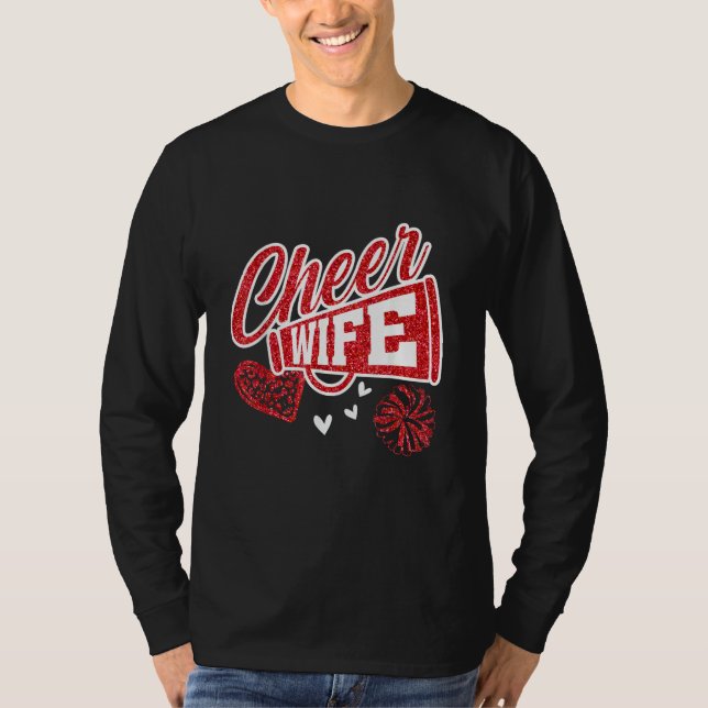 Cheer Wife Biggest Fan Leopard Print And Pom Pom 1 T-Shirt (Front)