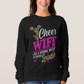 Cheer Wife Biggest Fan Leopard Print And Pom Pom Sweatshirt