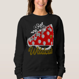 Cheer WILDCATS  Red Megaphone Heart Flower Accent Sweatshirt