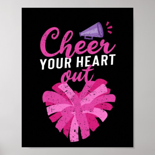 Cheer Your Heart Out Cheerleading Cheerleader Poster