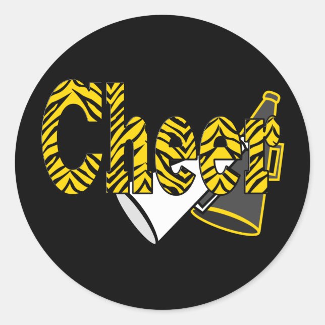 Cheer Zebra Style Classic Round Sticker (Front)
