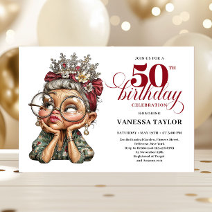 Cheerful 50th bash invite quirky funny birthday  