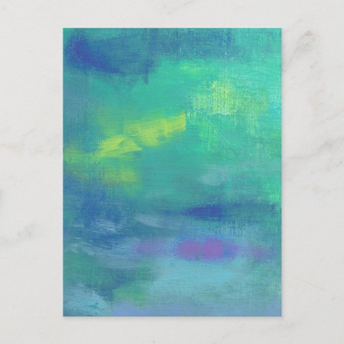 Cheerful Abstract in Aqua Greens and Blues Postcard