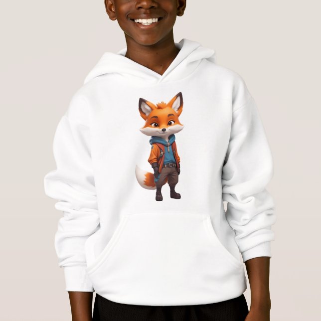 Cheerful and Adventurous Fox Illustration Hoodie (Front)