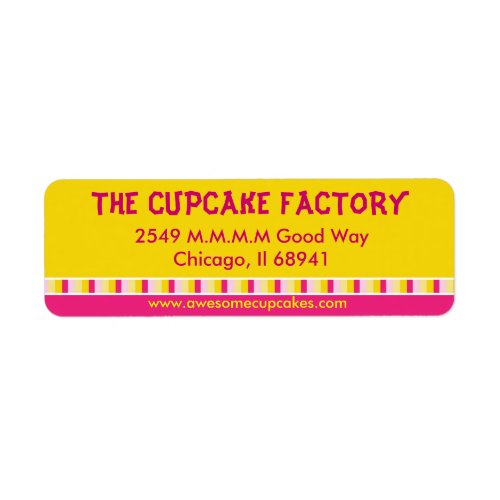 Cheerful and Bright Cupcake Factory Business Label
