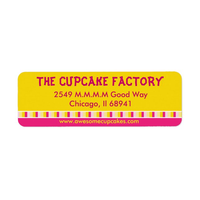 Cheerful and Bright Cupcake Factory Business Label (Front)
